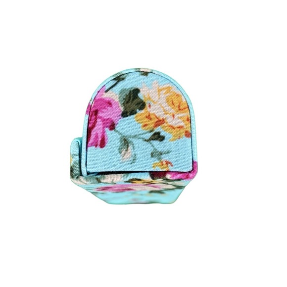 Retro Light Blue Floral Print Lipstick Holder With Mirror - Picture 11 of 17